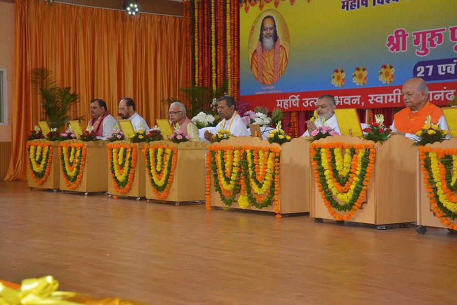 Celebration of Shri Guru Purnima and 10th Foundation Day of Maharishi World Peace Movement started with Shri Guru Pujan at 27th July at Maharishi Utsav Bhawan, Swami Brahmanand Saraswati Ashram, Chhan, Bhojpur Marg, Bhopal.