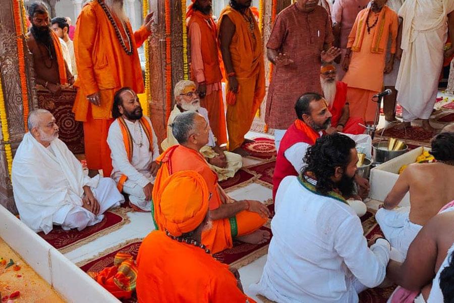 Rudrabhishek was performed in Bhagwan Shri Kashi Vishwanath temple, Varanasi by Shri Kashi Vidwat Parishad, Akhil Bhartiya Sant Samiti, Akhil Bhartiya Akhada Parishad, Ganga Mahasabha in coordination of Swami Jitendranand Saraswati Ji, Mahamantri Ganga Mahasabha and in presence of 1200 Mahatmas from all over India. Got opportunity to perform puja of Bhagwan Kashi Vishwanath Ji and to participate in Rudrabhishek for over 3 hours. Received blessings of many Mahamandaleshwars, Mahants, Sadhu and Saints.