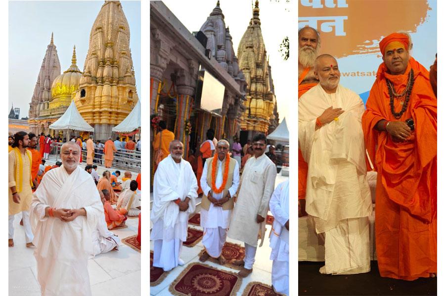 Rudrabhishek was performed in Bhagwan Shri Kashi Vishwanath temple, Varanasi by Shri Kashi Vidwat Parishad, Akhil Bhartiya Sant Samiti, Akhil Bhartiya Akhada Parishad, Ganga Mahasabha in coordination of Swami Jitendranand Saraswati Ji, Mahamantri Ganga Mahasabha and in presence of 1200 Mahatmas from all over India. Got opportunity to perform puja of Bhagwan Kashi Vishwanath Ji and to participate in Rudrabhishek for over 3 hours. Received blessings of many Mahamandaleshwars, Mahants, Sadhu and Saints.	