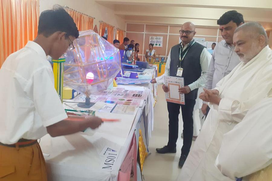 Brahmachari Girish Ji has inaugurated and visited Science and Maths exhibition today which has been displayed by regional winning during Maharishi Annual National Cultural Celebration.