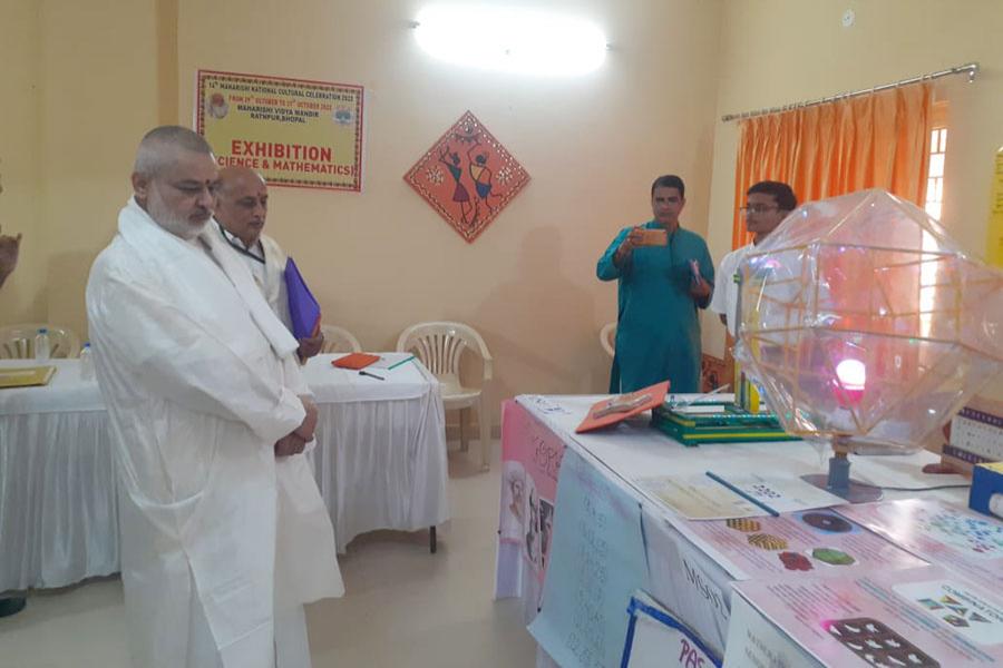Brahmachari Girish Ji has inaugurated and visited Science and Maths exhibition today which has been displayed by regional winning during Maharishi Annual National Cultural Celebration.