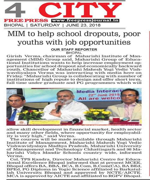 MIM to help school droupouts, poor youth with job opportunities.